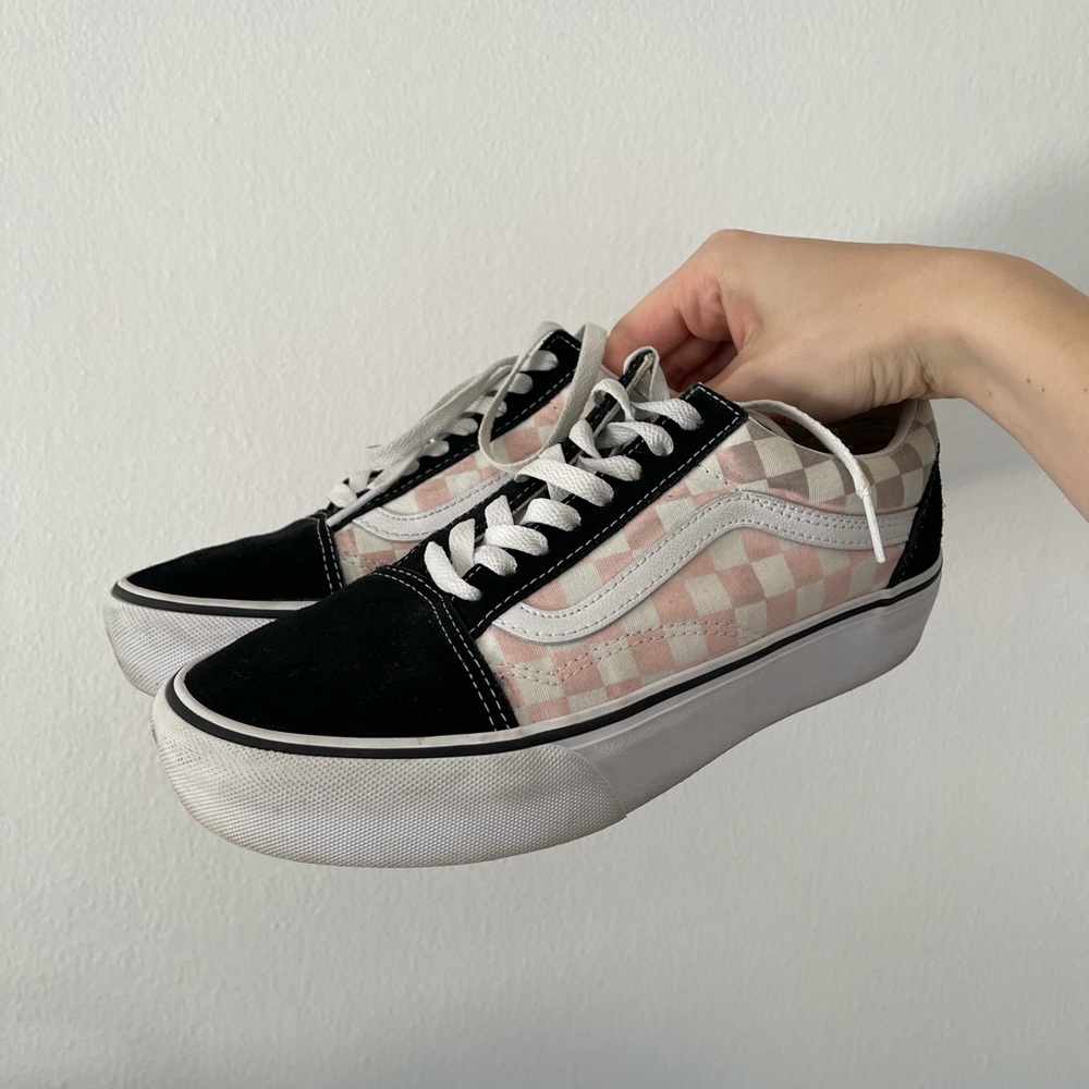 VANS PINK CHECKERBOARD OLD SKOOL PLATFORM ☁️